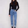 Medium blue jeans with a straight fit and regular rise, designed for everyday comfort and style by Charlie B.