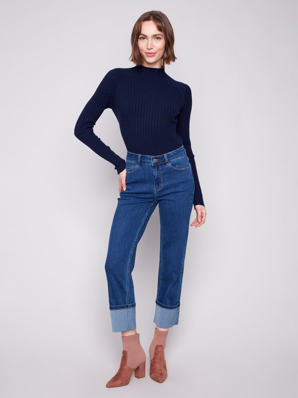 Indigo jeans with a straight fit and regular rise, crafted in stretch denim for comfort by Charlie B.
