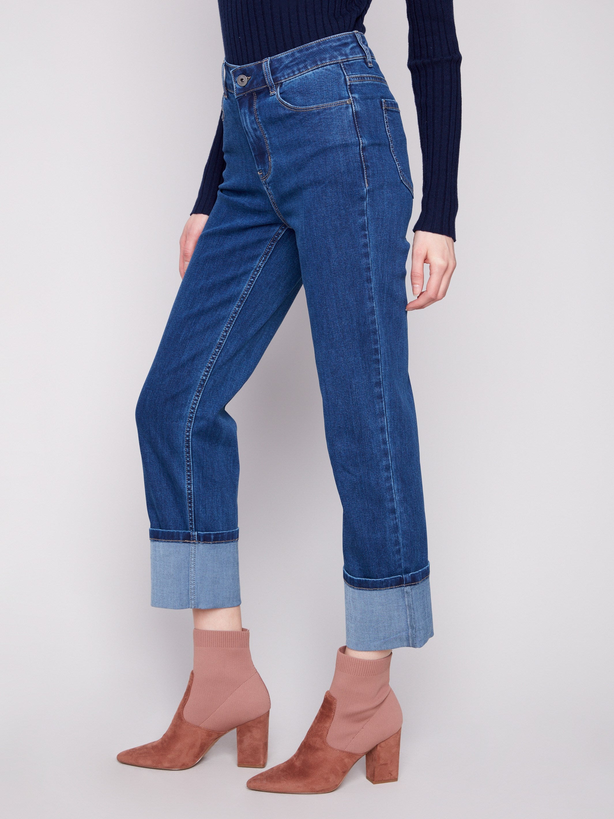 These jeans showcase a classic straight leg and are made from premium stretch denim by Charlie B.
