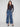 Blue jeans with a wide-leg cut, featuring a unique floral jacquard pattern and regular rise, offering elegance by Charlie B.