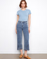 Denim pants with a wide leg and scalloped eyelet hem, ideal for a casual chic look. Crafted for comfort and style by Charlie B.