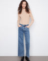 Wide leg jeans in stretch denim with a regular rise, offering comfort and style by Charlie B.
