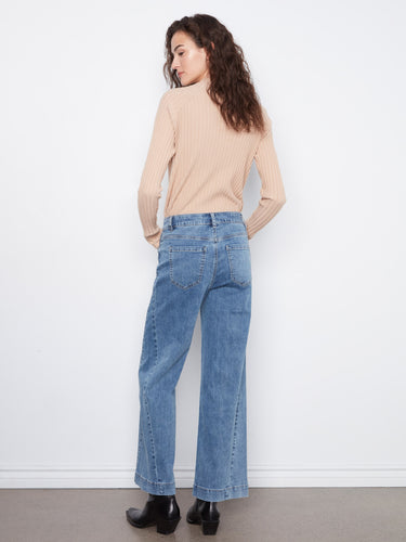 Five-pocket design provides practicality and classic style in these ankle length jeans by Charlie B.