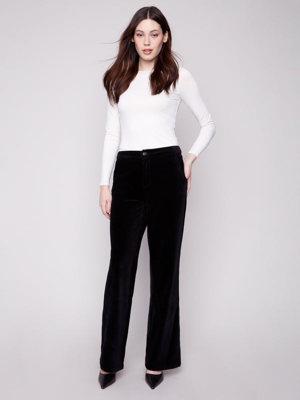 Featuring side and back pockets, these black wide-leg pants are both stylish and practical by Charlie B.