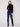 Bootcut Jeans with Asymmetrical Fringed Hem - Blue Black