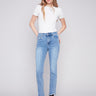 Charlie B Bootcut Jeans with Asymmetrical Hem - Light Blue - Image 1