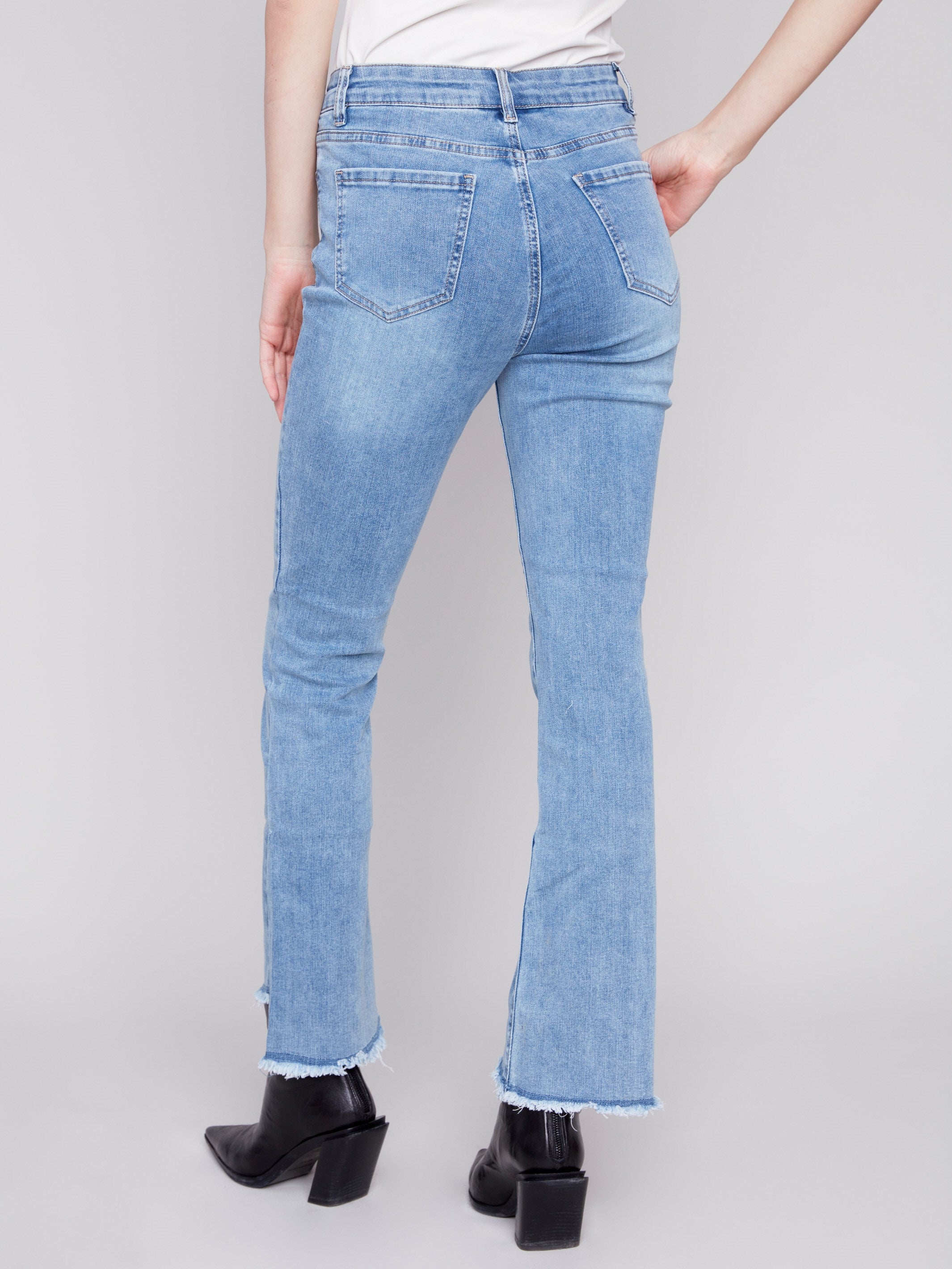 Charlie B Bootcut Jeans with Asymmetrical Hem - Light Blue - Image 4