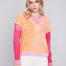 Charlie B Color Block Cotton Sweater - Tangerine - Image 1
