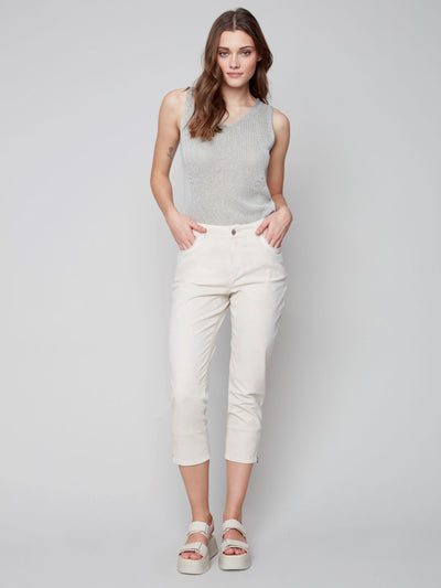 Cotton Cargo Cropped Pants - Natural - C5401 Charlie B Collection