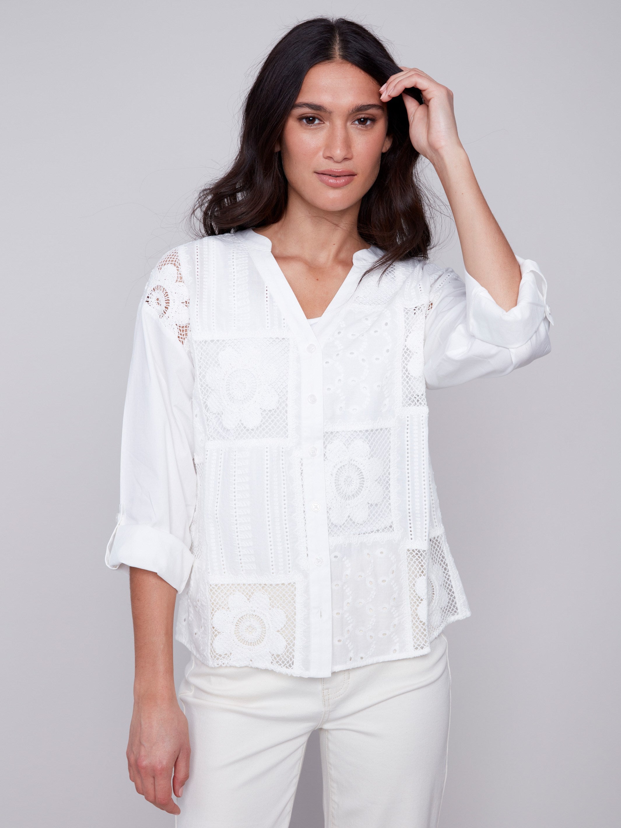 Cotton Eyelet Shirt - White