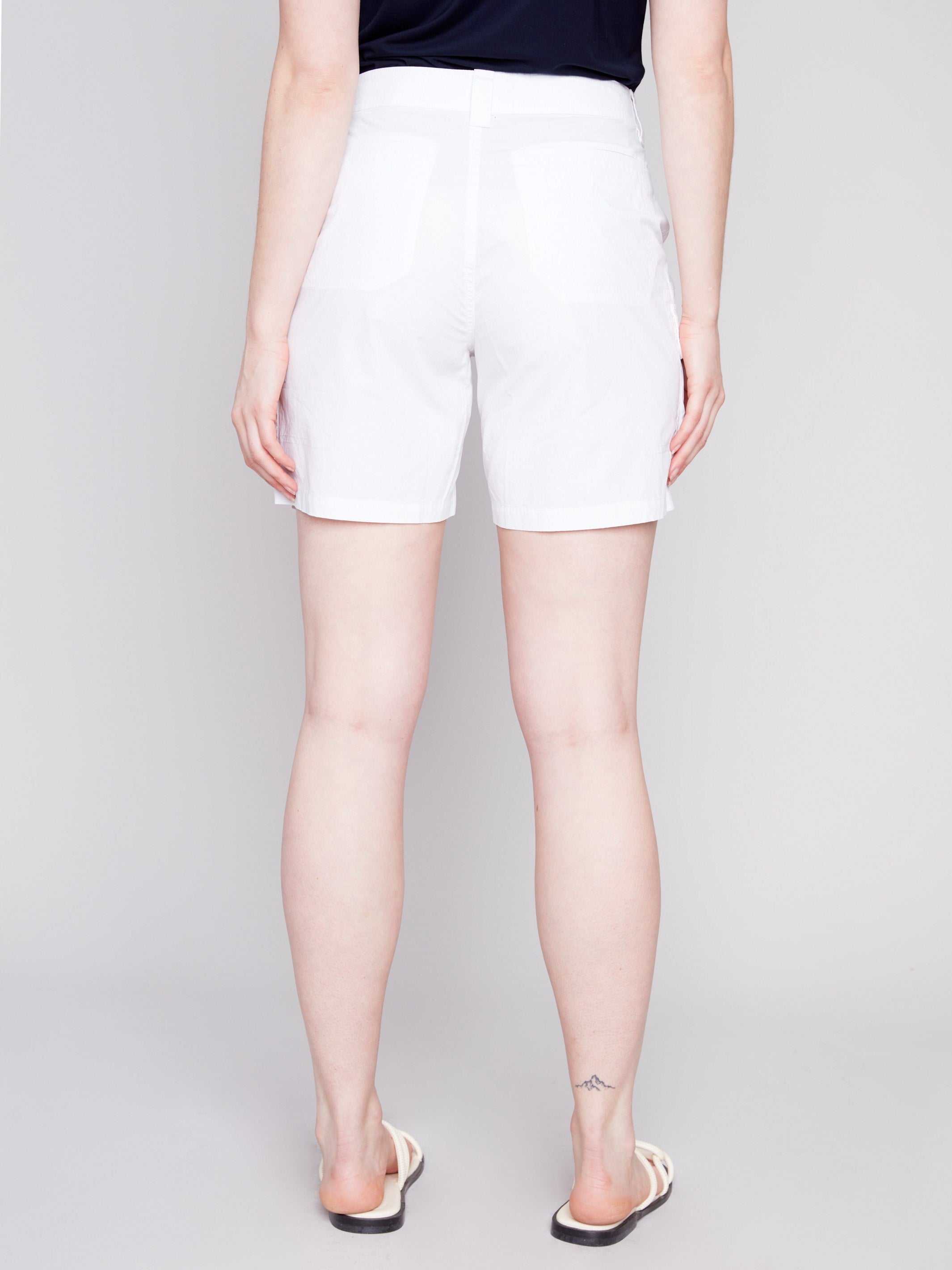 Cotton Shorts with Cargo Pockets - White
