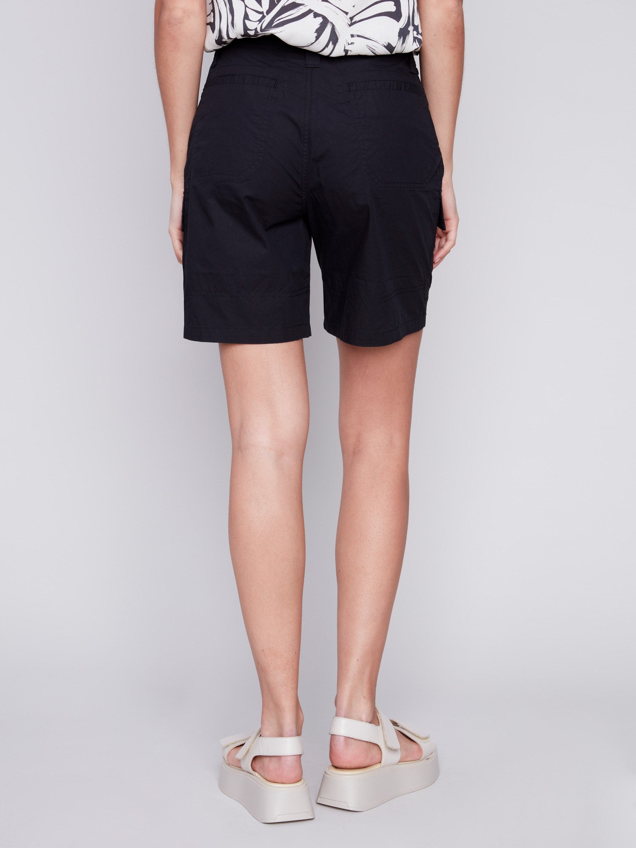 Charlie B Cotton Shorts with Cargo Pockets - Black - Image 3