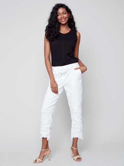 Crinkle Bengaline Pull-On Pants - White - C5322 Charlie B Collection