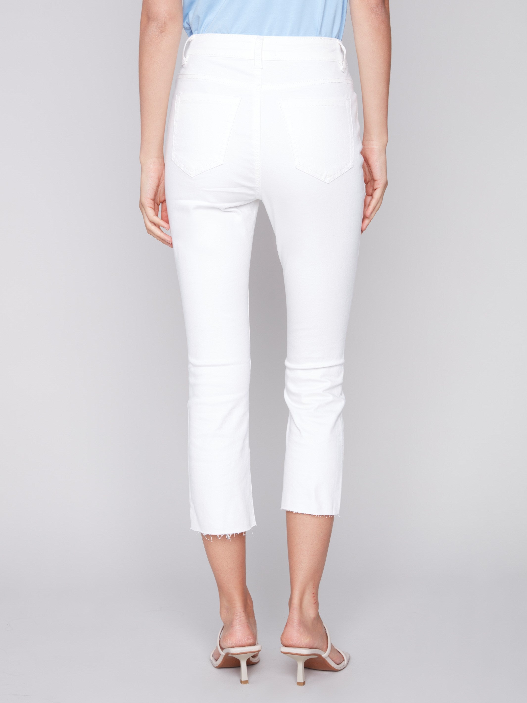 Charlie B Cropped Bootcut Twill Pants with Asymmetrical Hem - White - Image 8