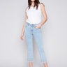 Charlie B Cropped Jeans with Fringed Hem - Bleach Blue - Image 1