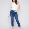 Charlie B Cropped Jeans with Zipper Detail - Indigo - Image 1