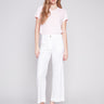 Charlie B Cropped Linen Blend Pants - White - Image 1