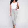 Charlie B Cropped Twill Pants with Zipper Detail - Celadon - Image 1