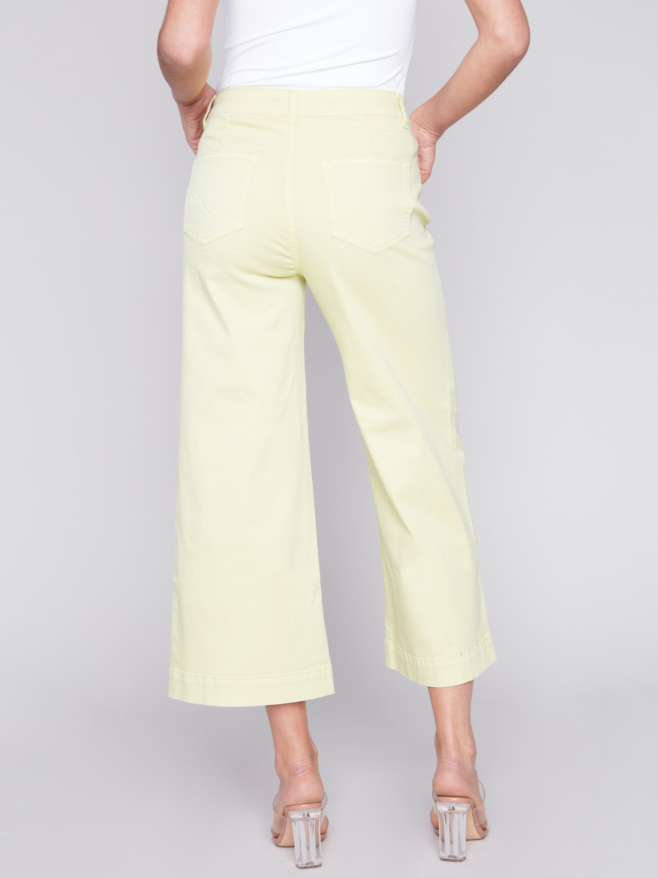 Charlie B Cropped Wide Leg Twill Pants - Anise - Image 3