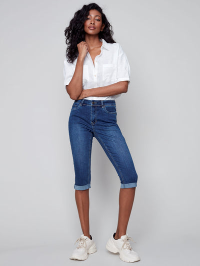 Denim Pedal Pusher Pants - Indigo - C5208 - Charlie B Collection 1