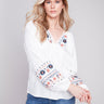 Charlie B Embroidered Tencel Blouse - White - Image 1