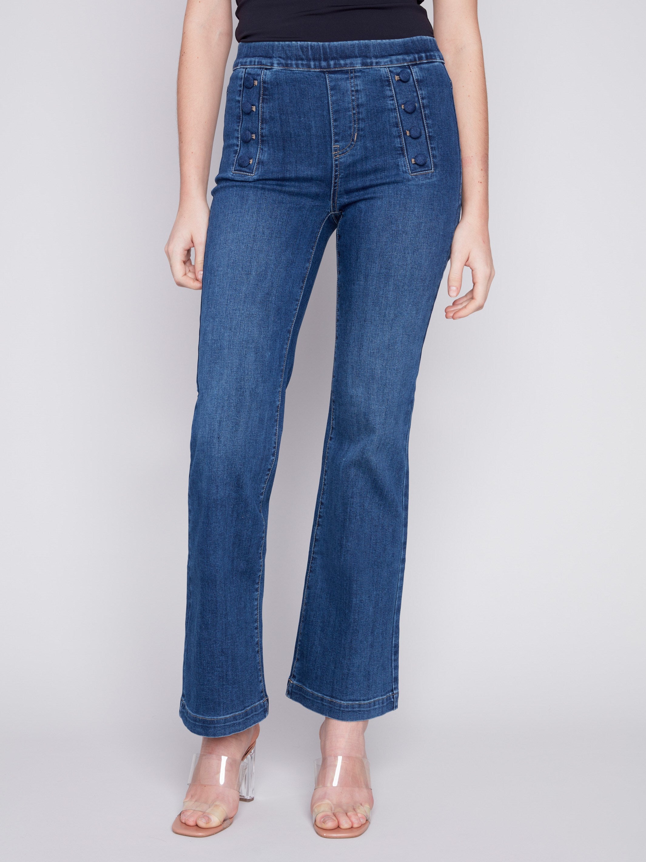 Women's Flare Jeans | Deco Buttons | Indigo | Charlie B