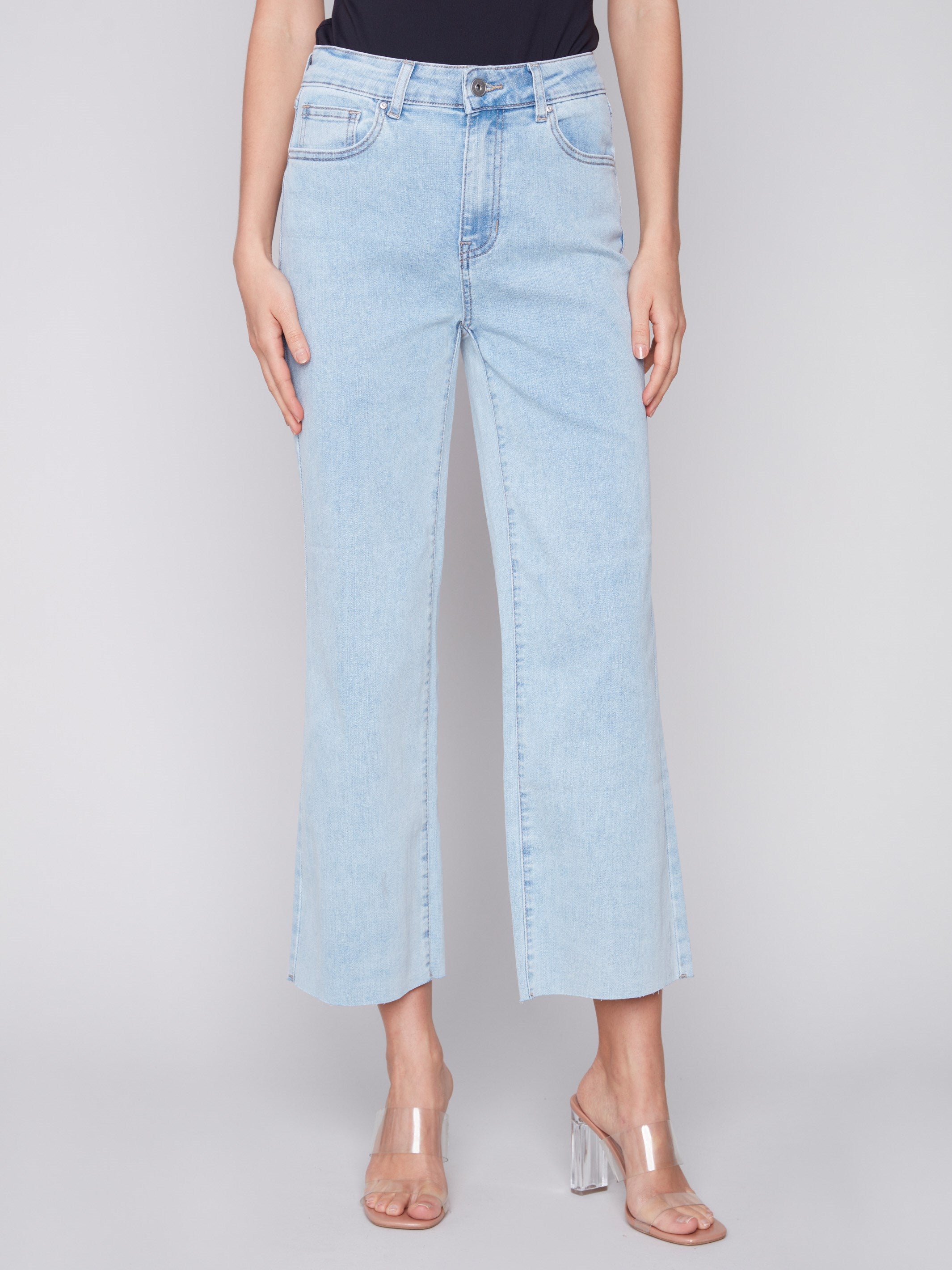 Charlie B Flared Jeans with Raw Edge - Bleach Blue - Image 2
