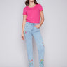 Charlie B Floral Embroidered Jeans - Bleach Blue - Image 1