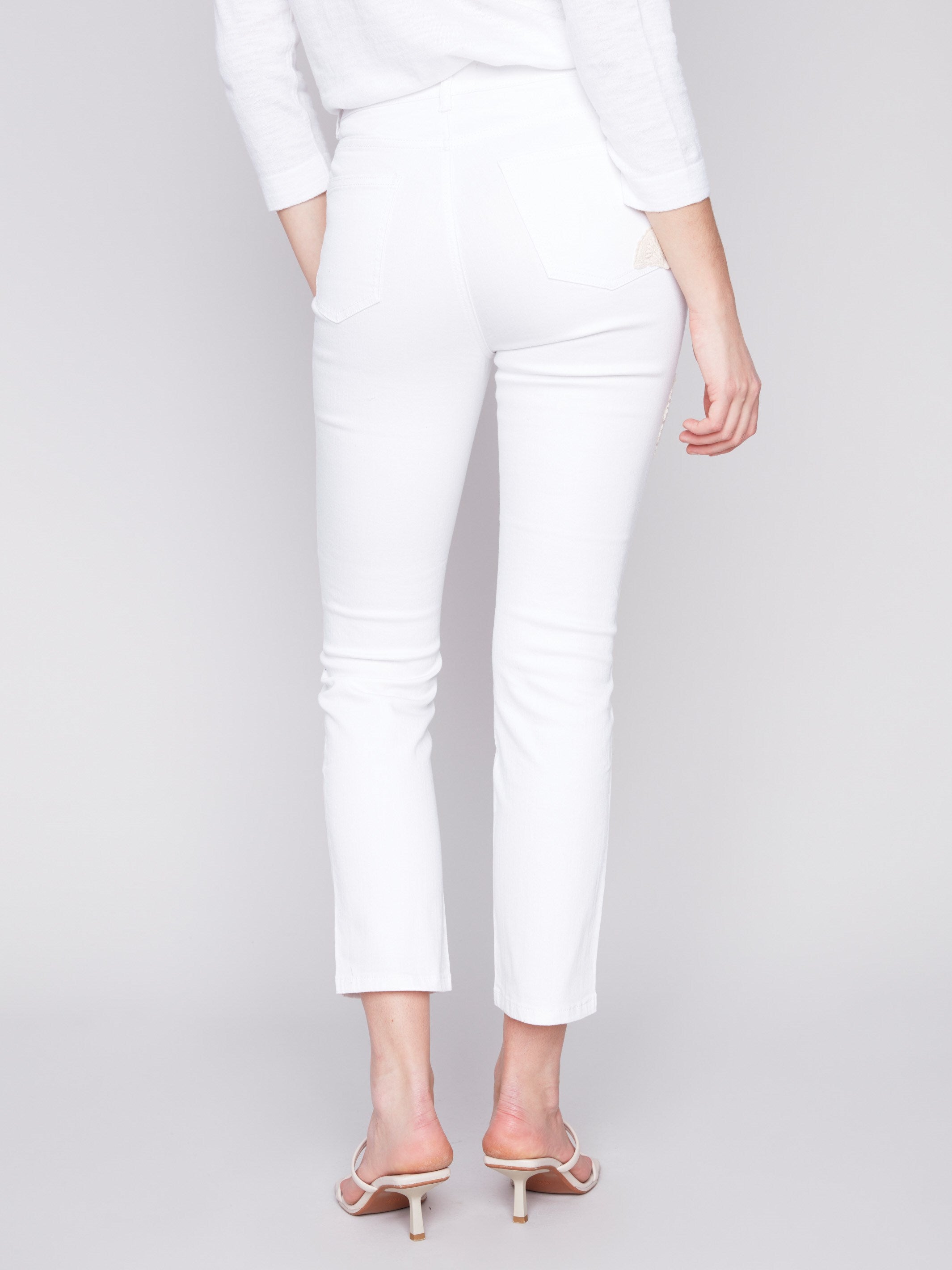 Charlie B Jeans with Crochet Patch Details - White - Image 3