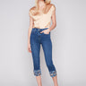 Charlie B Cropped Jeans with Embroidered Cuff - Indigo - Image 1