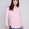 Charlie B Linen Blend Button-Down Shirt - Flamingo - Image 1