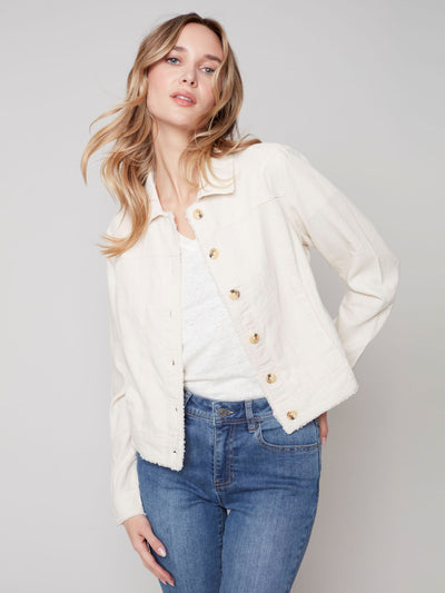 Linen Blend Jacket - Natural - C6199 Charlie B Collection