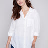 Charlie B Long Linen Shirt - White - Image 1