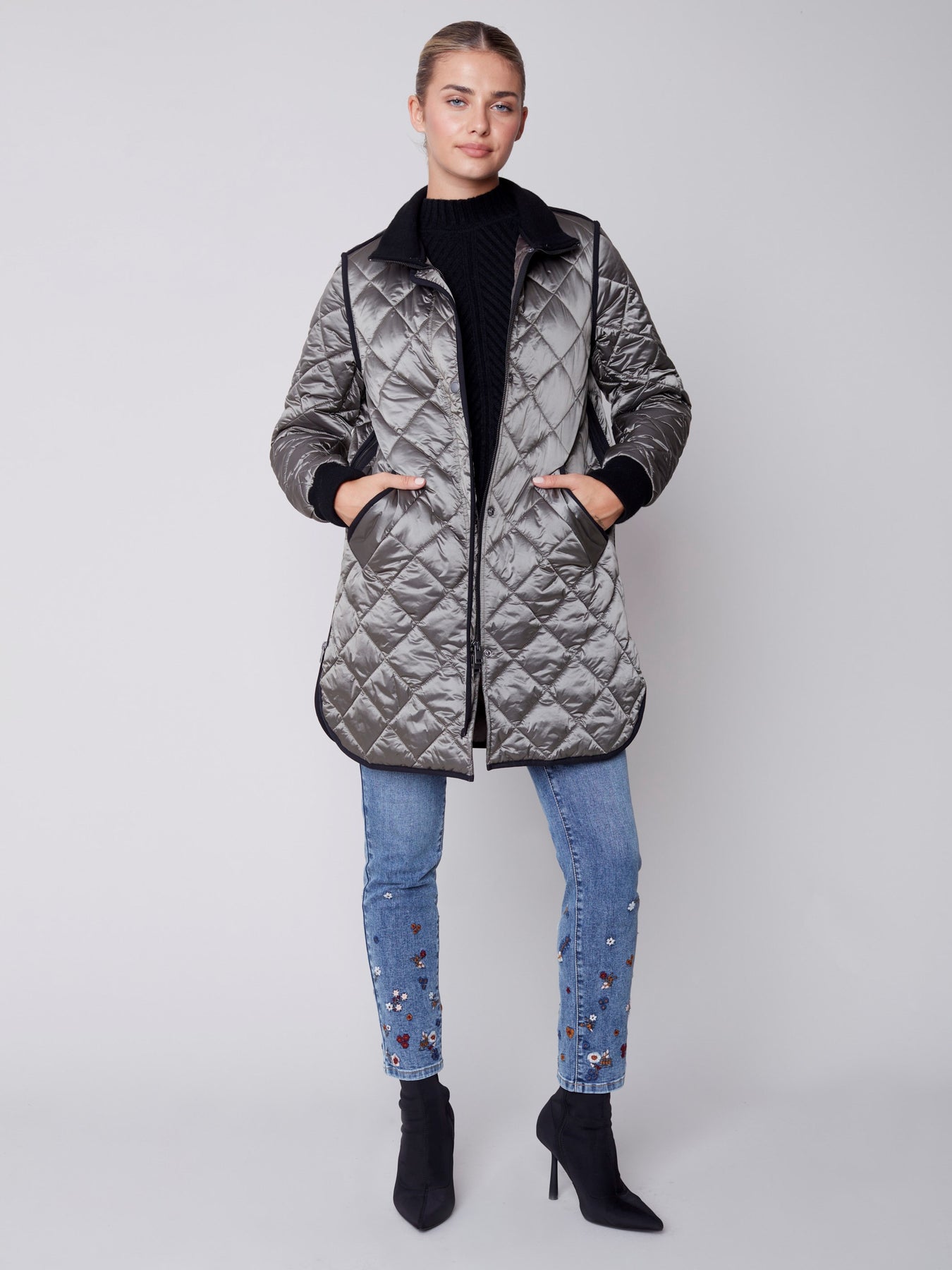 Centigrade Quilted Elbow-Sleeve Puffer Jacket