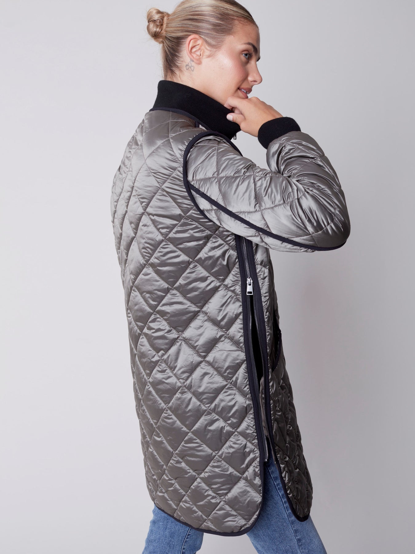 Centigrade Quilted Elbow-Sleeve Puffer Jacket