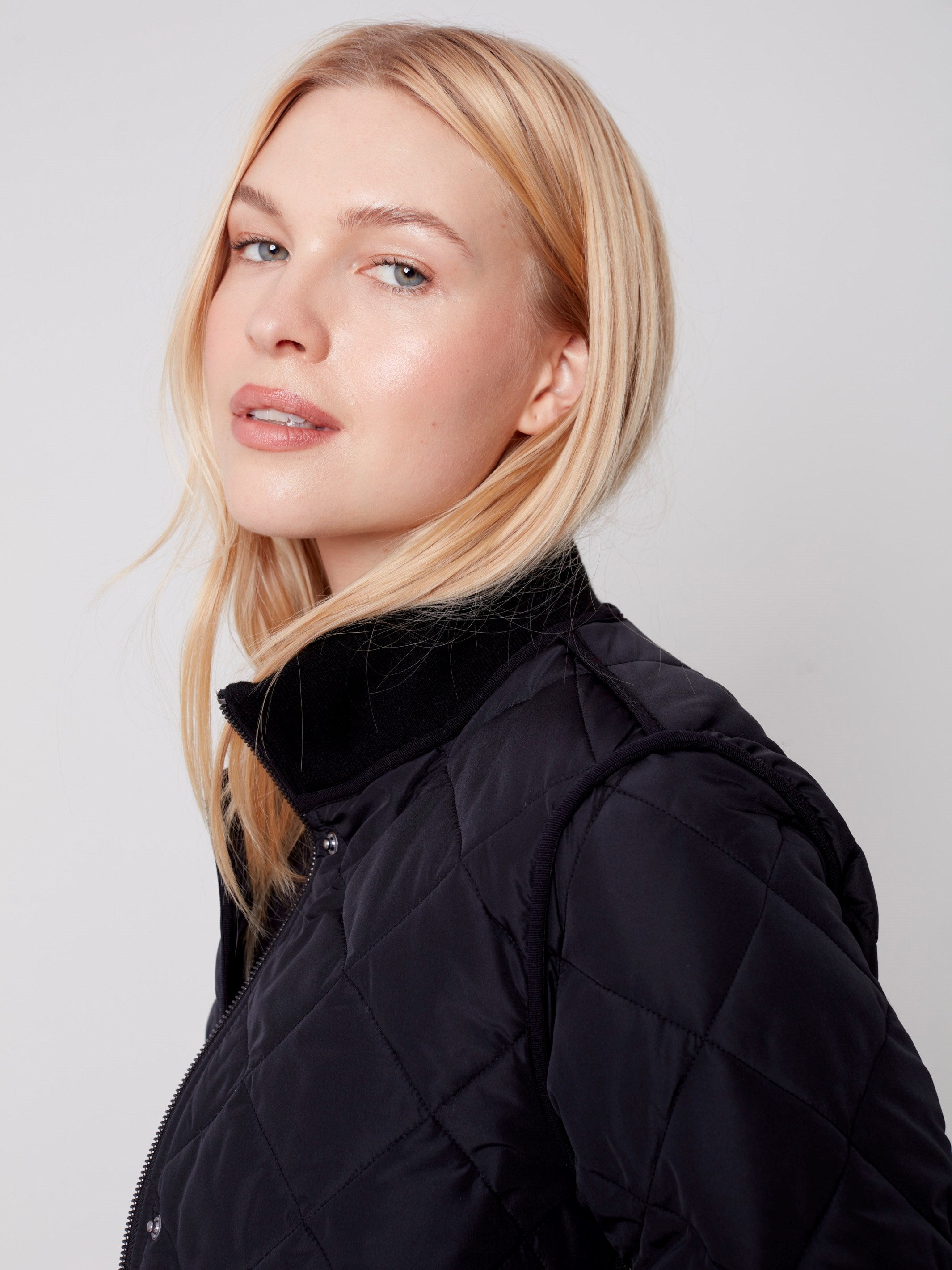 Long Quilted Puffer Jacket - Black