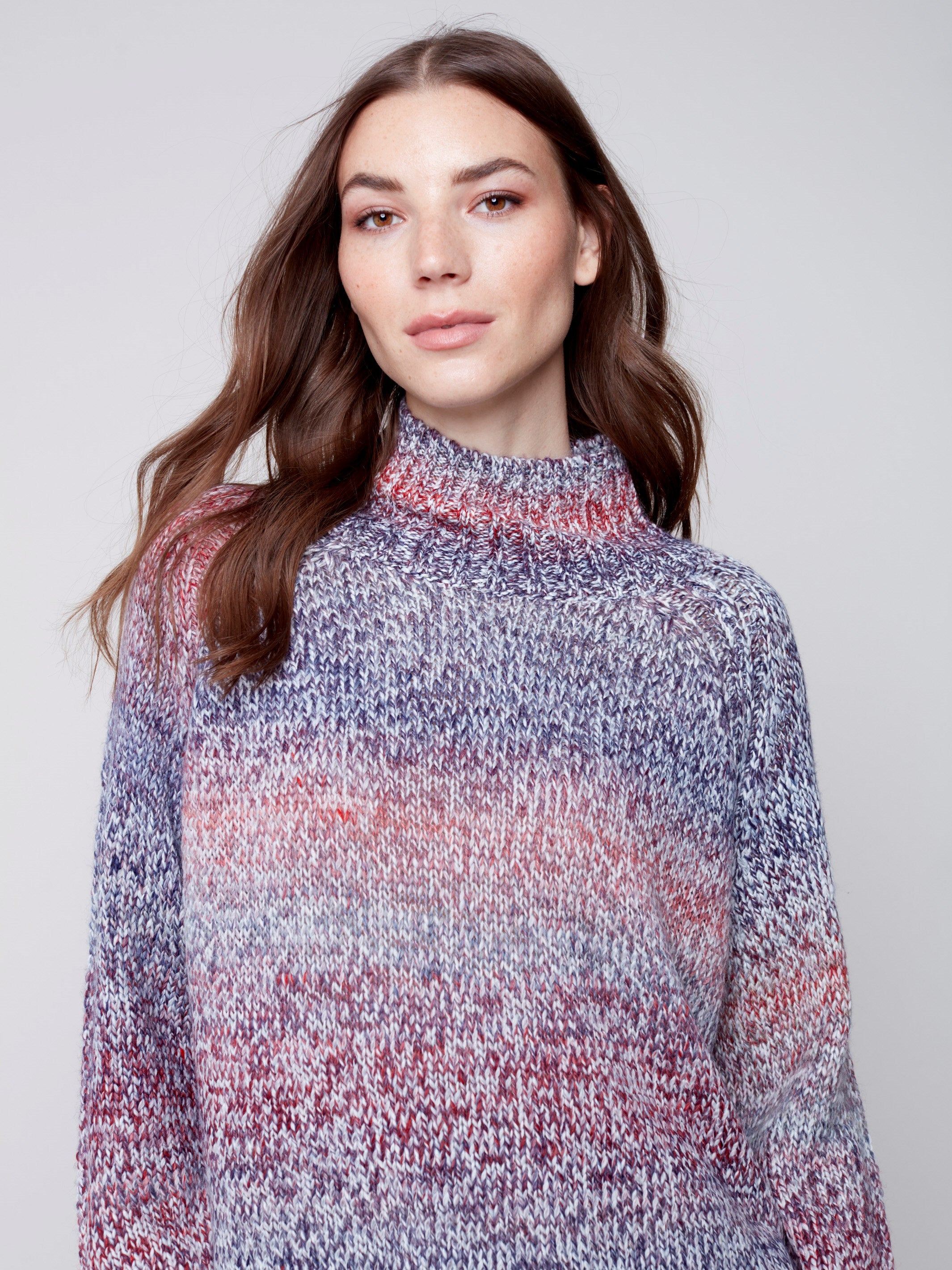 Flex Yarn Sweater with Mock Neck - Multicolor