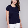 Charlie B Organic Cotton Slub Knit T-Shirt - Navy - Image 1