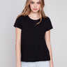 Charlie B Organic Cotton Slub Knit T-Shirt - Black - Image 1