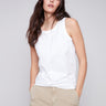 Charlie B Organic Cotton Tank Top With Knot Detail - White - Image 1