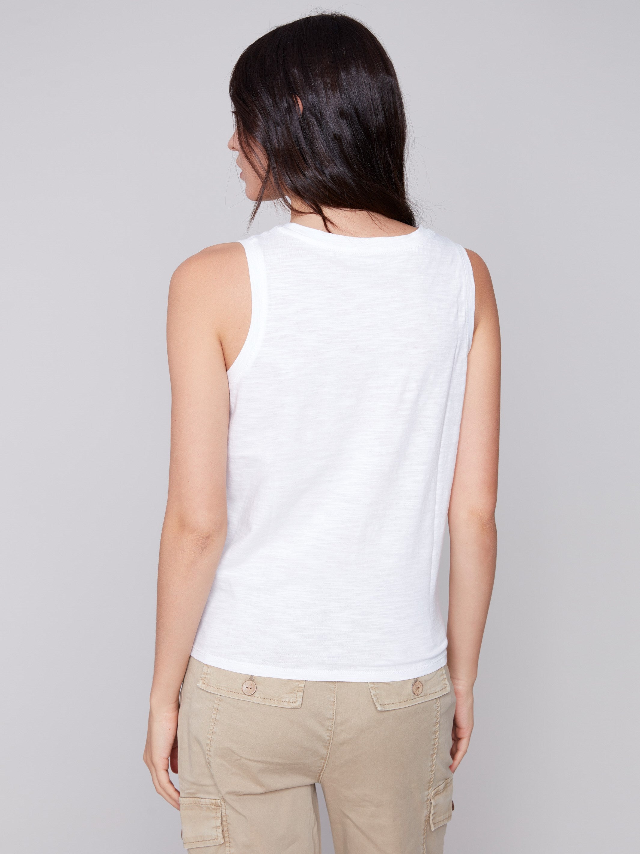 Charlie B Organic Cotton Tank Top With Knot Detail - White - Image 2