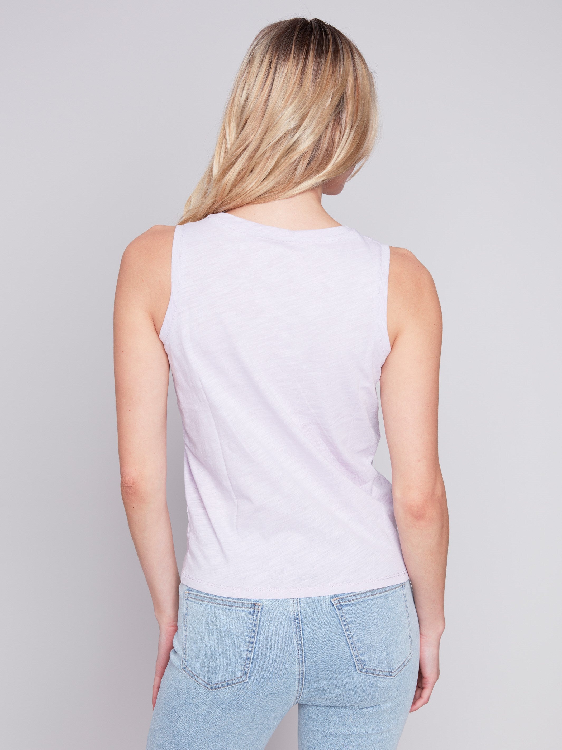 Charlie B Organic Cotton Tank Top With Knot Detail - Lavender - Image 2