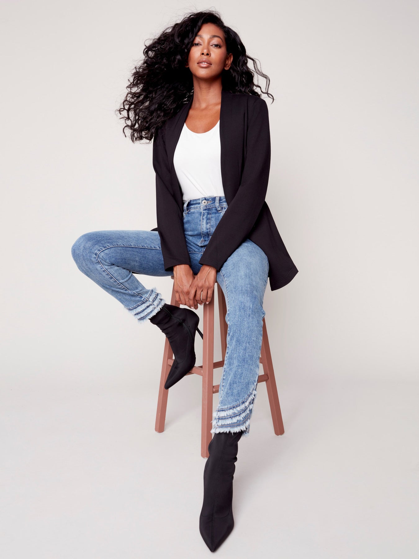 White ponte deals knit blazer