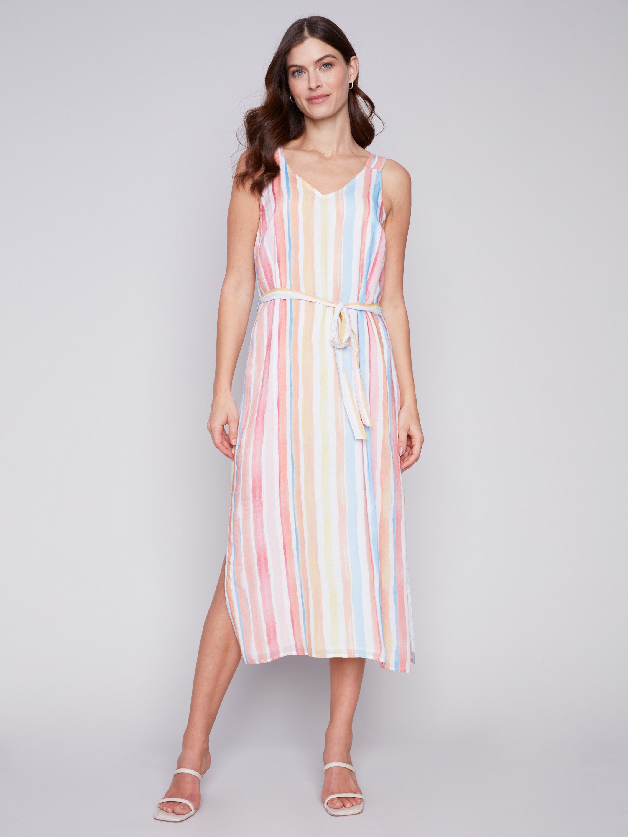 Charlie B Printed Chiffon Dress - Stripes - Image 1