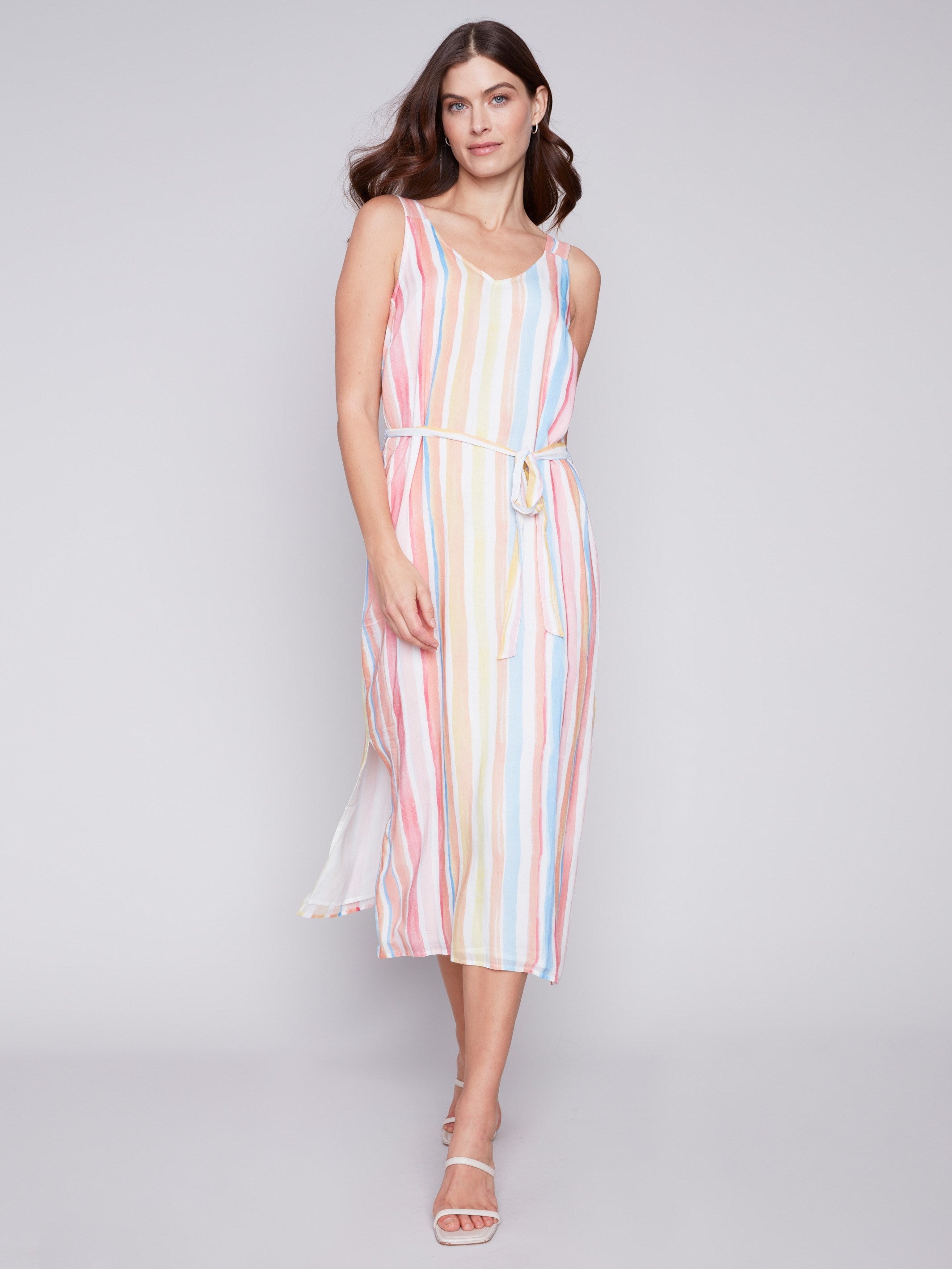 Charlie B Printed Chiffon Dress - Stripes - Image 4