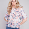 Charlie B Printed Cotton Gauze Blouse with Side Tie - Scribble - Image 1