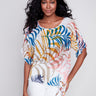 Charlie B Printed Cotton Gauze Blouse with Side Tie - Leaf - Image 1