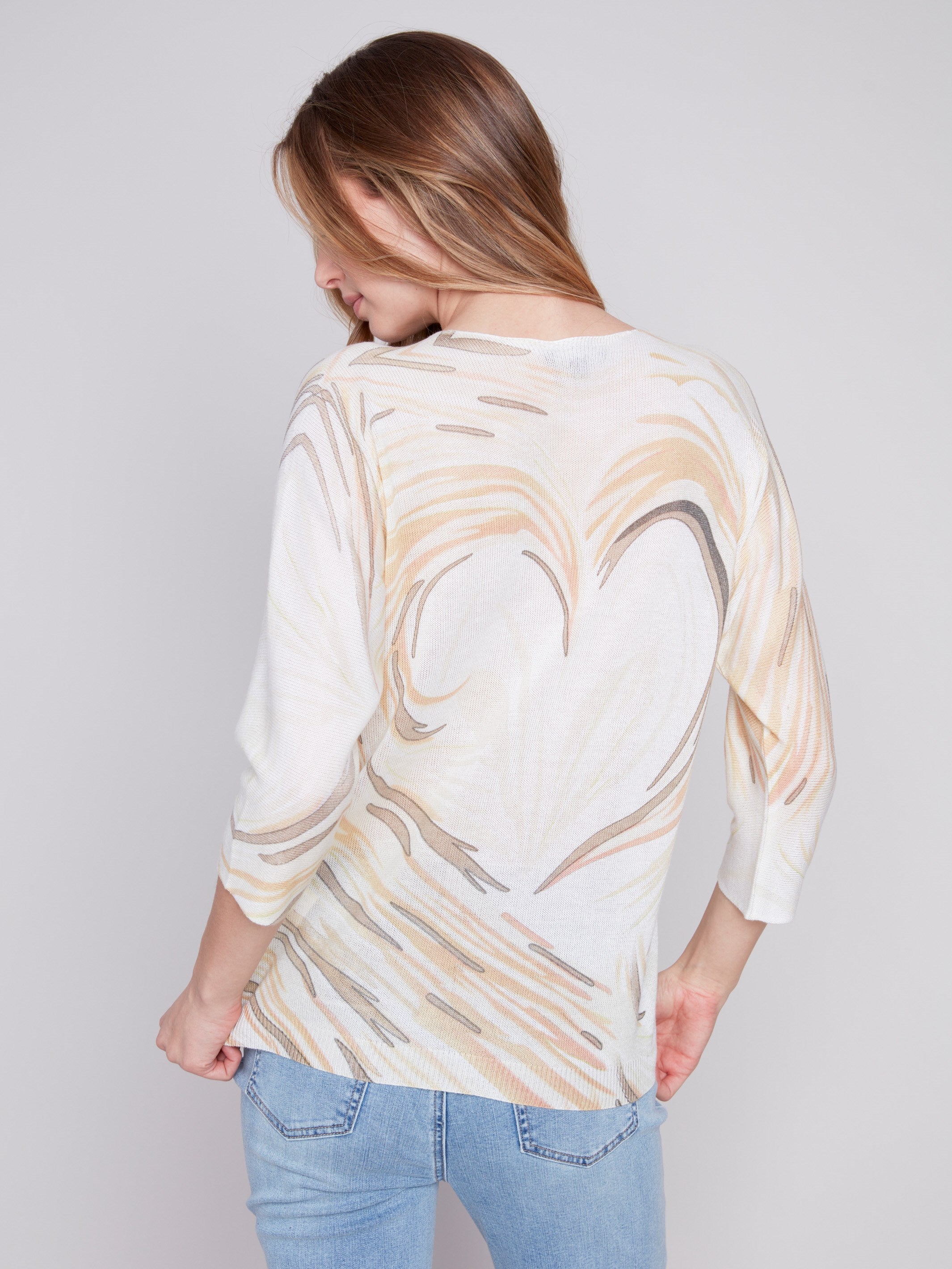 Charlie B Printed Dolman Sweater - Stone - Image 2