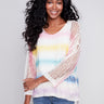 Charlie B Printed Fishnet Crochet Sweater - Rainbow - Image 1