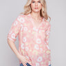 Charlie B Printed Half-Button Blouse - Cosmos - Image 1
